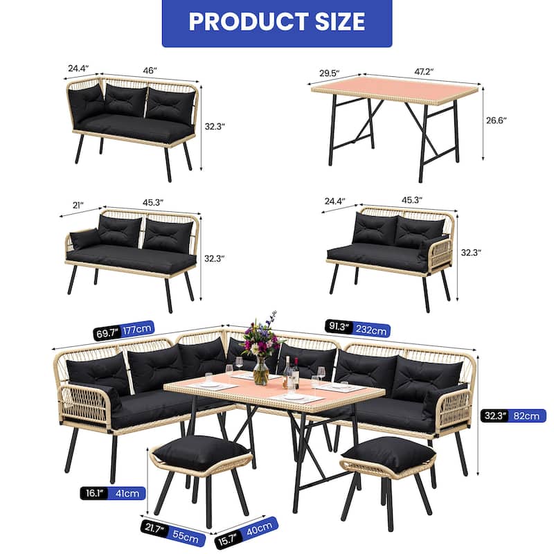 Moasis 7-Piece Outdoor Patio Furniture Set
