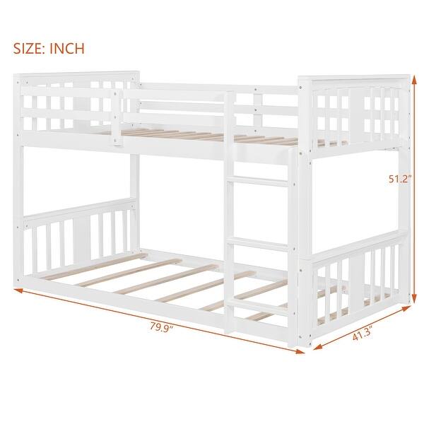 Twin Over Twin Bunk Bed with Ladder and Guardrails