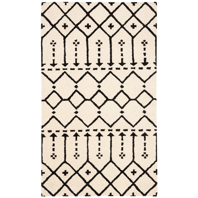 SAFAVIEH Handmade Himalaya Parasols Modern Wool Rug - 2'3" x 4' - Ivory/Black