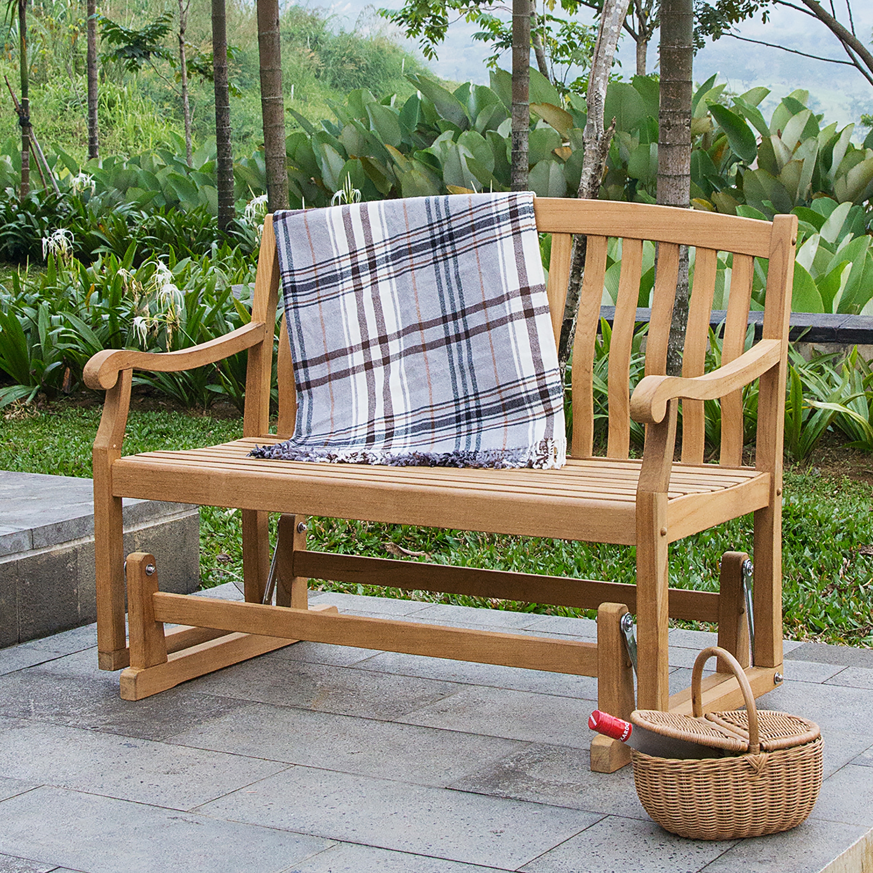 Cambridge Casual Sherwood Teak Wood Outdoor Glider Bench