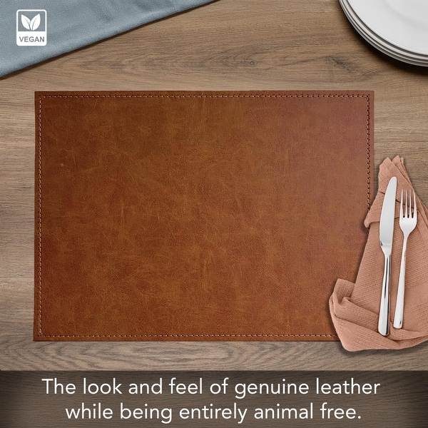 【DWD】MAT FAKE LEATHERセット Luxurious Vegan Faux Leather Placemats, Set of 4, Look and Feel of