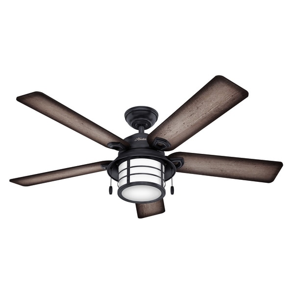 Hunter 54" Key Biscayne Outdoor Ceiling Fan with LED Light Kit and Pull Chain, Damp Rated. Opens flyout.