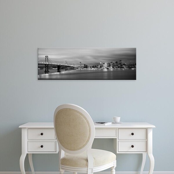 Easy Art Prints Panoramic Image 'Bridge lit up, Bay Bridge, San Francisco Bay, San Francisco, California' Canvas Art