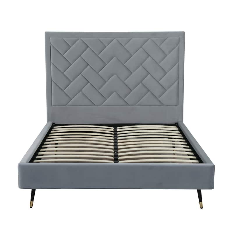 Manhattan Comfort Crosby Velvet Upholstered Bed