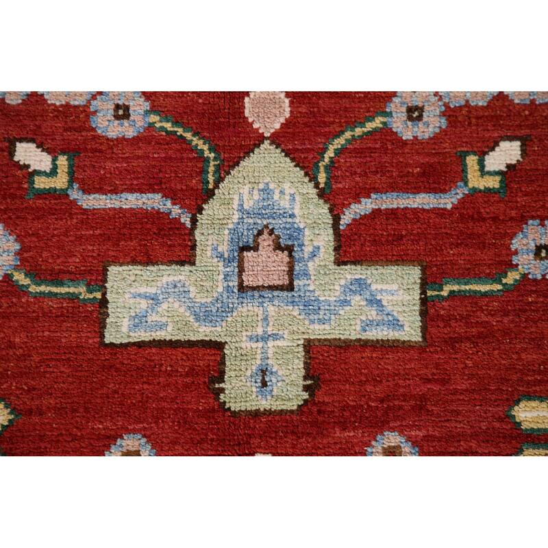 Geometric Turkish Oushak Area Rug Handmade Wool Carpet - 6'5"x 8'0"
