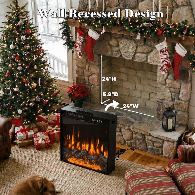 Electric Fireplace Mantel with Bookshelves, 115.5" Entertainment Center with Built-in Shelving