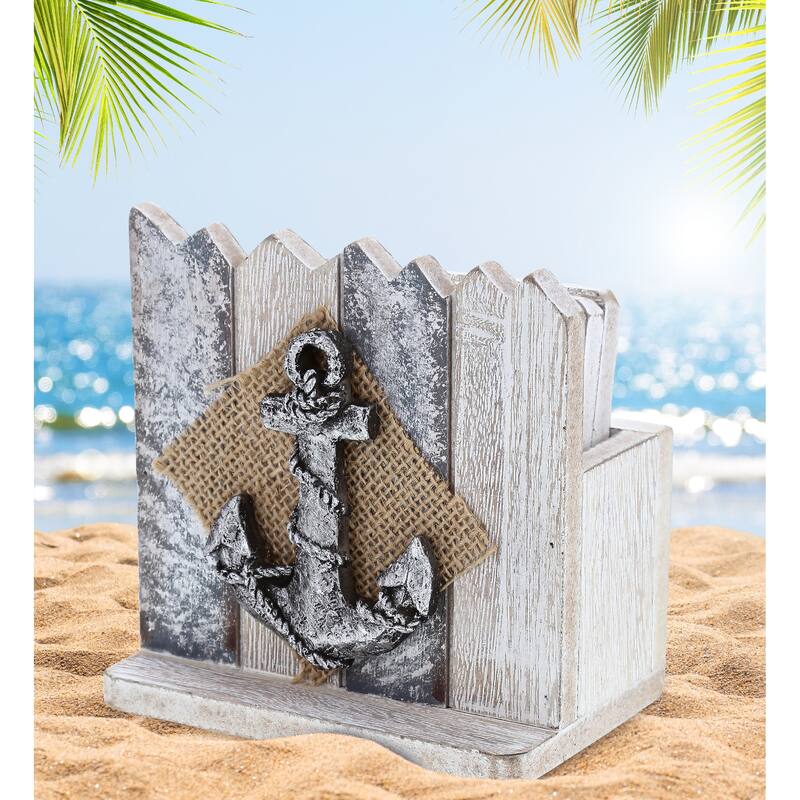 CoTa Global Silver Sea Beach Decor Anchor Coasters, 4 Pcs Set - 4.8″Lx4.78″Wx3.2″H