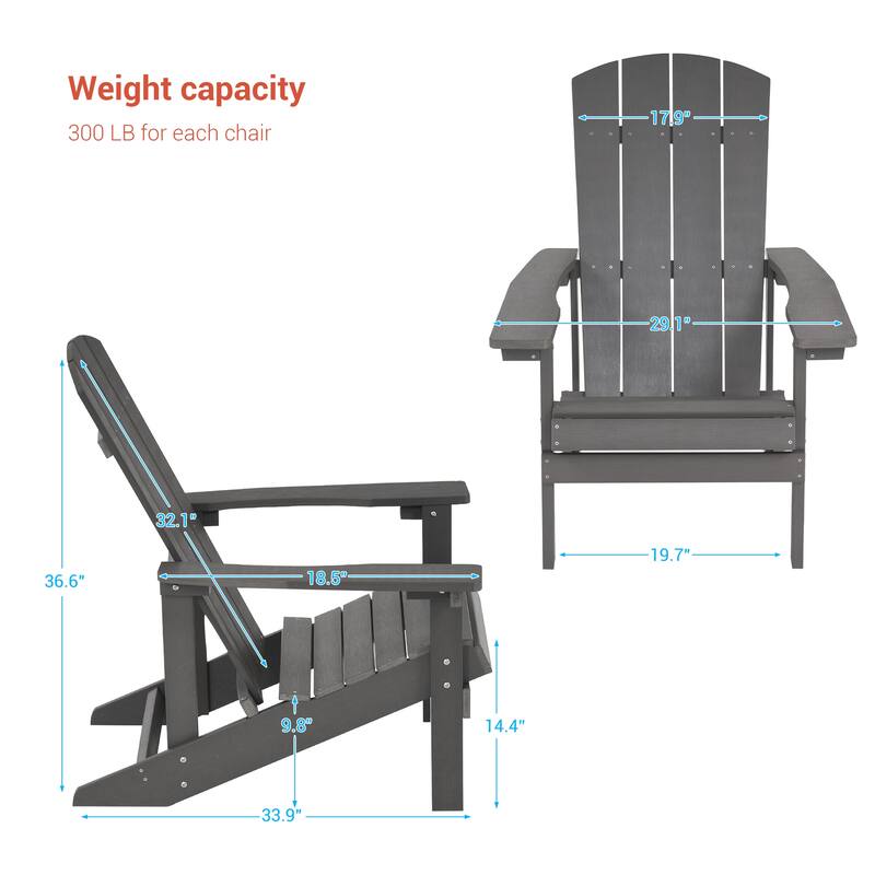 BONOSUKI Patio Adirondack Chair w/Cupholder,Weather Resistant-Set of 4