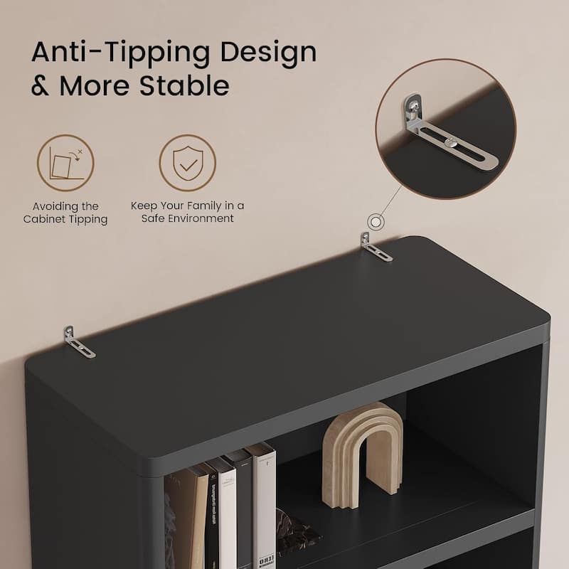 Bookcase with 4 Drawers 72.1" Tall Bookshelf with 3 Storage Shelves
