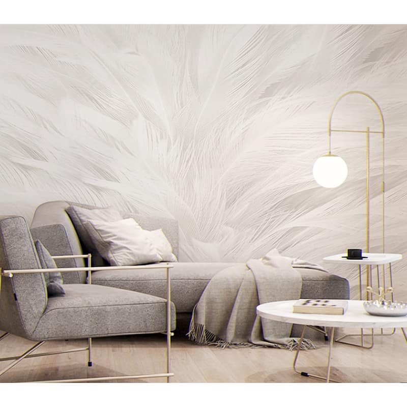 GK Wall Design Monochrome Scandinavian Abstraction Feather Wallpaper
