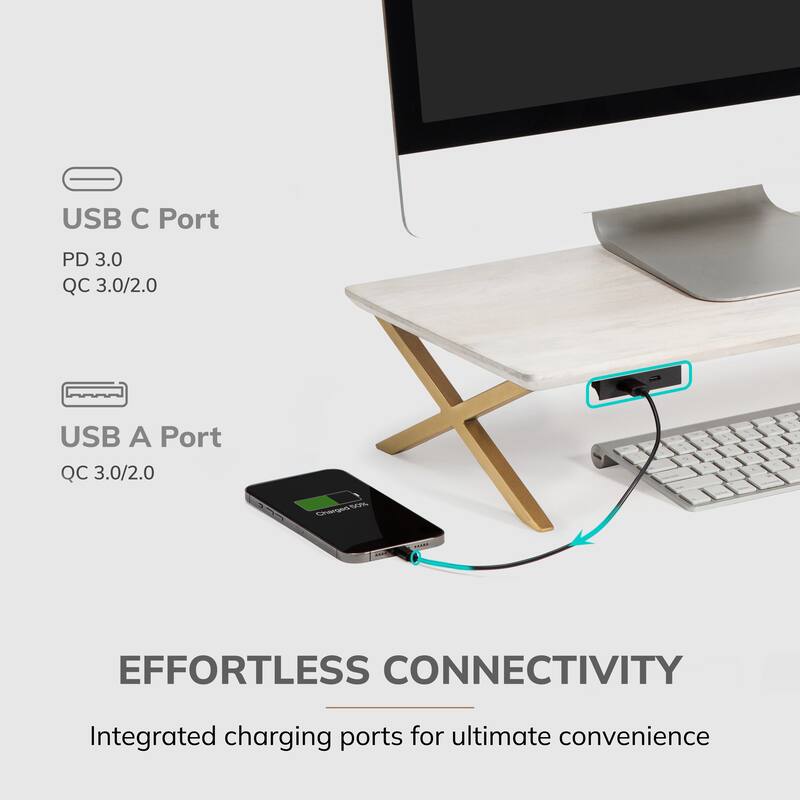 Jani Wood Monitor Stand Riser Desk - Ergonomic Design Stand, Desktop Organizer Table for Home, Office Workspace, Gaming Desk