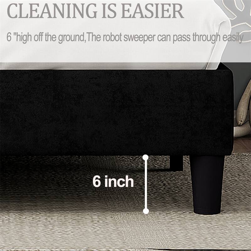King Size Sturdy Platform Bed with Wooden Slats Support and Headboard