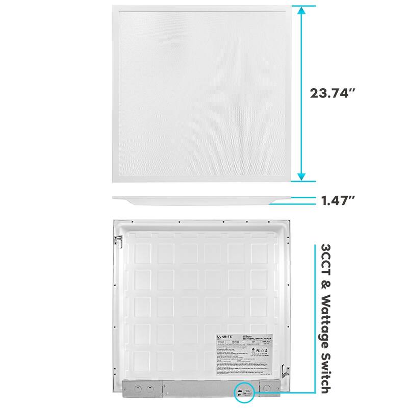 Luxrite 2x2 FT LED Flat Panel Light, 30/35/40W, 3 CCT 4000K-6500K, 3750/4375/5000 Lumens, 0-10V Dimmable, ETL DLC 2-Pack
