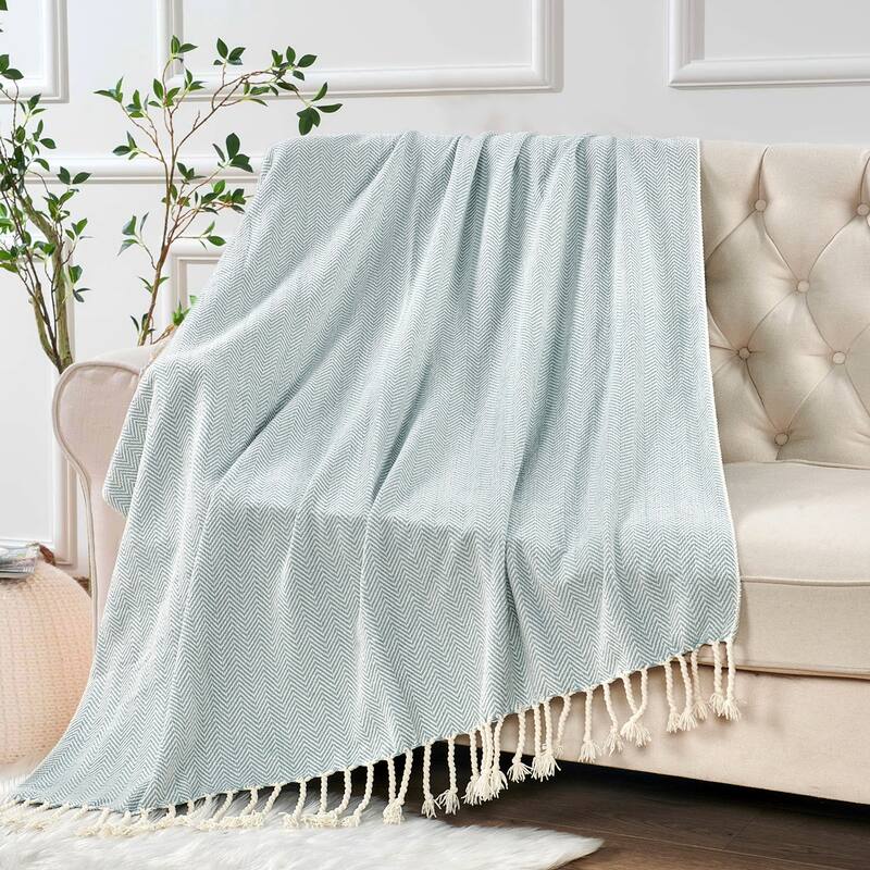 Extra Cozy Chevron Knit Throw Super Soft Knitted Blanket for Couch