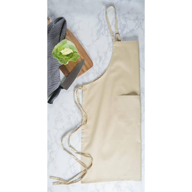 Unisex Chino Cotton Kitchen Chef Apron - 32" - Sand Beige
