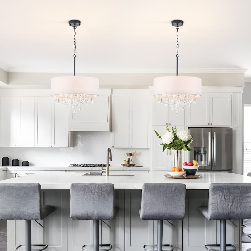 Starsky 5-Light Fabric Drum Chandelier with Crystal Accent