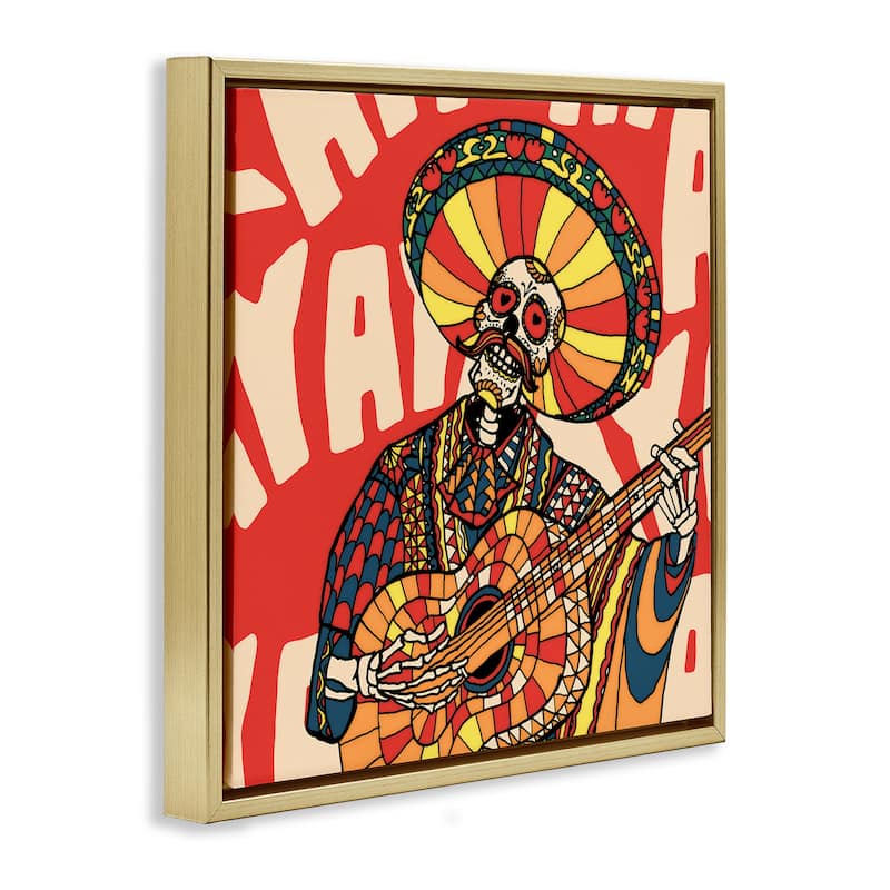 Stupell Day Of Dead Guitarist Skeleton Framed Floater Canvas Wall Art Design By Ali Gulec