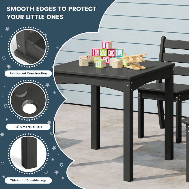 Polytrends Garden Party Kids Outdoor 5-Pieces Dining Set
