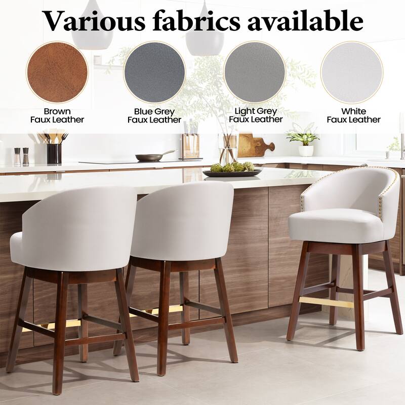26.4"H Height Solid Wood Swivel Indoor BarStools Set of 2 or 4