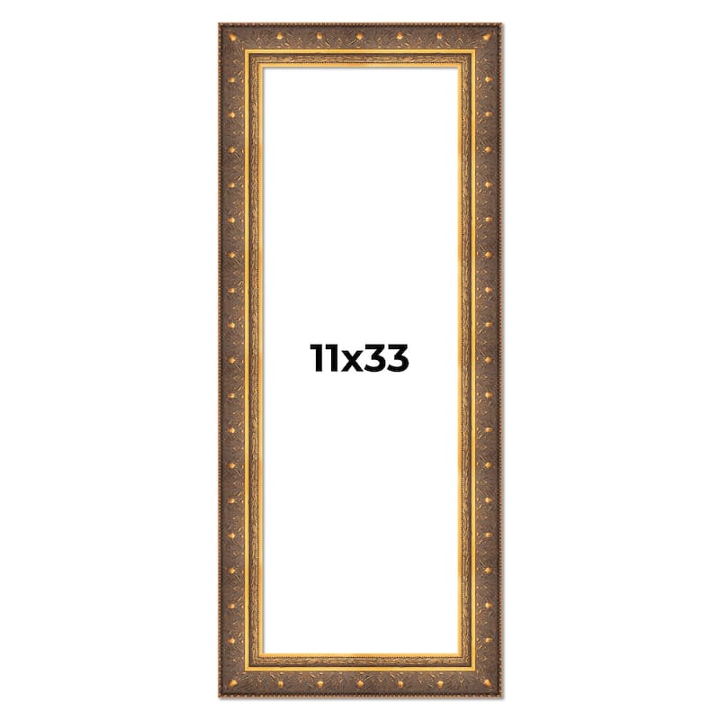 11x33 Frame Gold Real Wood Picture Frame