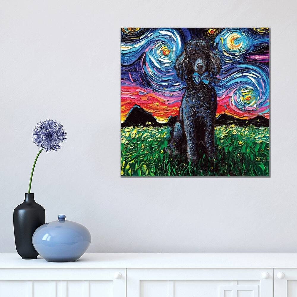 iCanvas 'Black Poodle Night' by Aja Trier Canvas Wall Print
