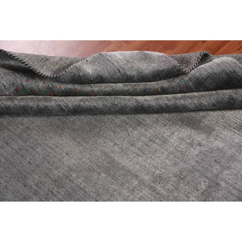 Gray Gabbeh Indian Area Rug Handmade Silk Carpet - 8'0" x 9'6"
