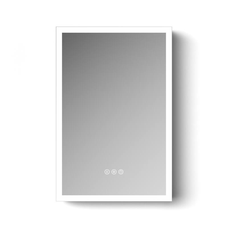 GDFStudio Elowen Aluminum Glass LED Medicine Cabinet with Anti-Fog Storage