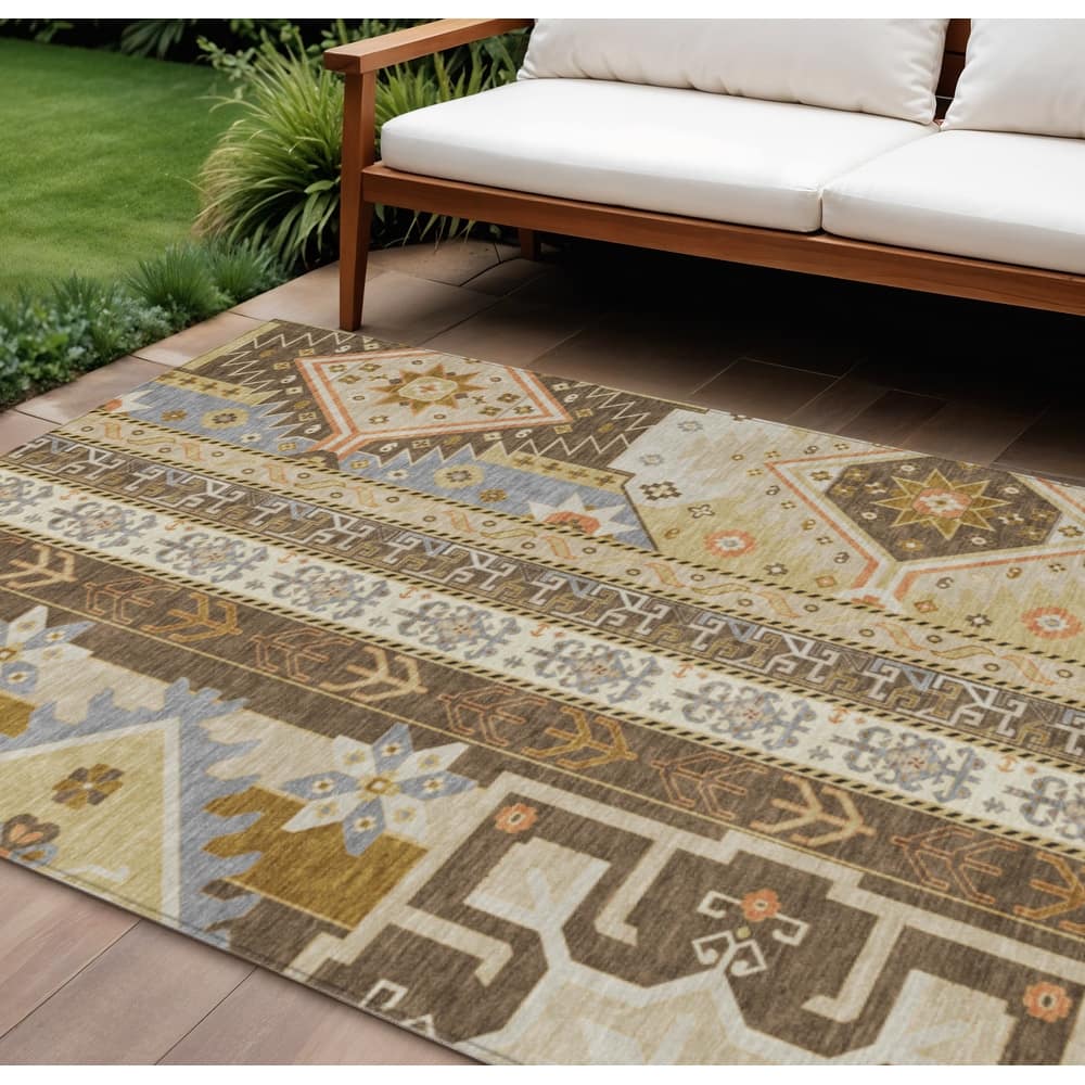 HomeRoots Aztec Transitional Rectangle Outdoor Rug