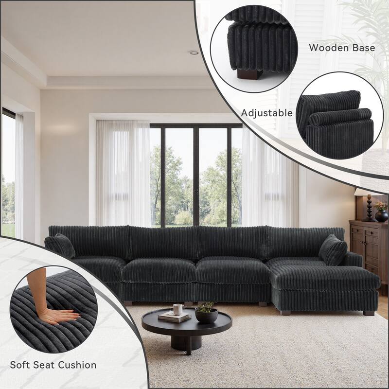 Plush Flannel Modular Sectional Sofa for Living Room