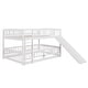 preview thumbnail 7 of 42, Contemporary Modern Style Full Over Full Low Bunk Bed,Solid Wood Bed with Fence and Ladder for Kids,Versatile Bunk Bed