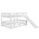 preview thumbnail 7 of 42, Full Over Full Wooden Bunk Bed,Low Bunk Bed with Built-In Ladders and Slides