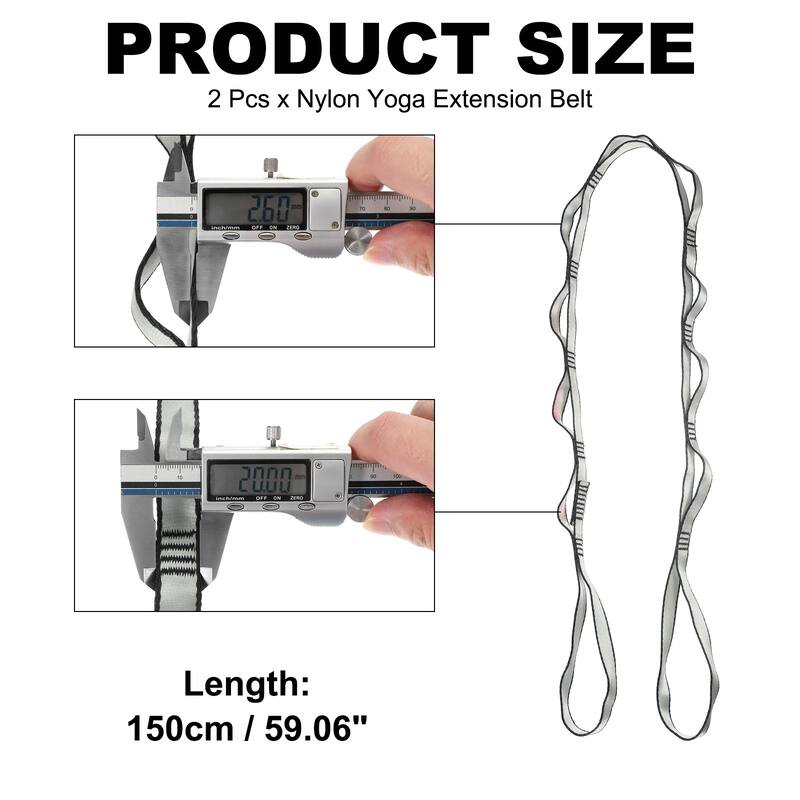 25KN Daisy Chain Yoga Extend Belt 1.5M, 2Pcs Climbing Straps for Exercise - 1.5M - Grey