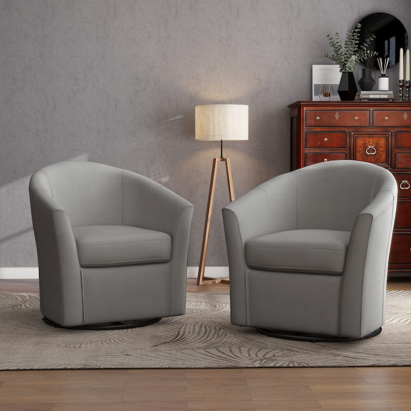 Set of 2 Modern Upholstered Swivel Barrel Chair Living Room Accent Chair