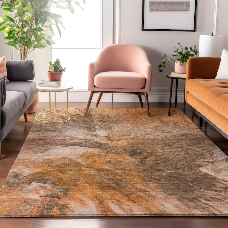 Premium Washable Super Soft Contemporary Splash Mayfield Rug - Paprika - 8' x 10' - Rectangle