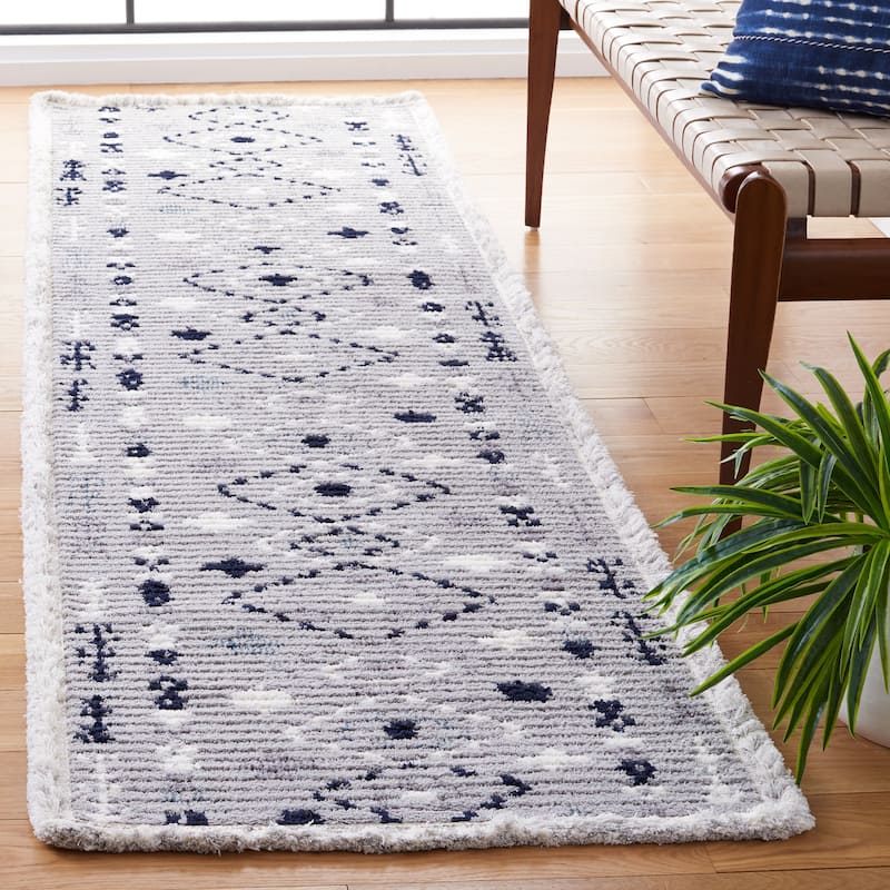 SAFAVIEH Handmade Marrakech Nurlana Traditional Rug - 2'2" x 8' Runner - Grey/Navy