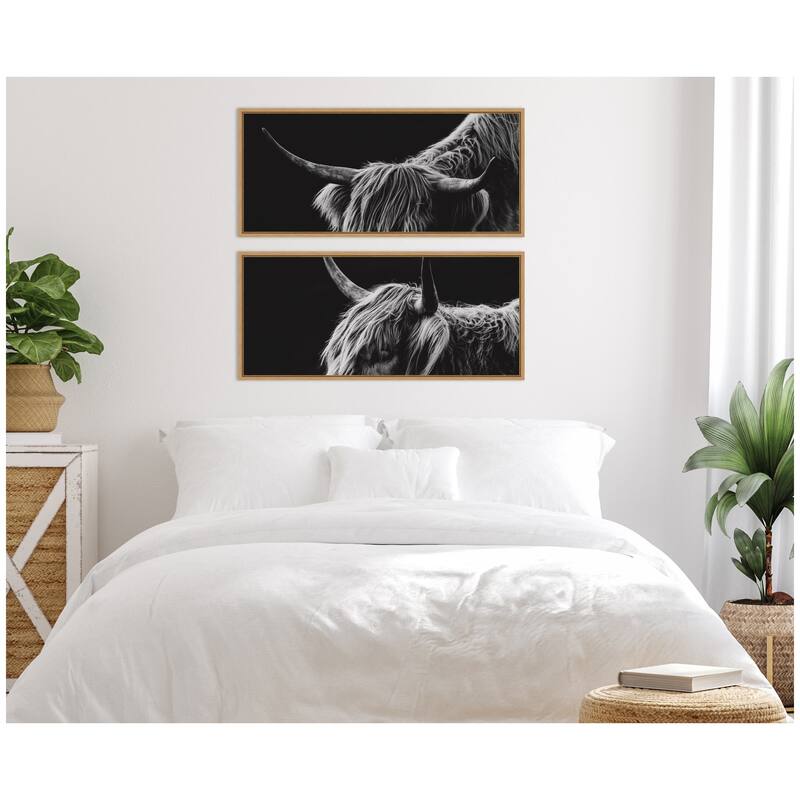 Kate and Laurel Natural Scottish Highland Panel 2 Piece Framed Canvas Wall Art Set by Crystal Lynn Collins
