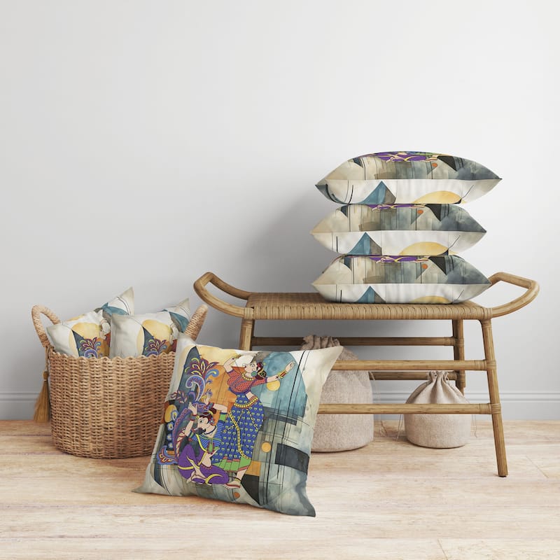 Grace in Motion Faux Suede Reversible Throw Pillow Orange and Blue