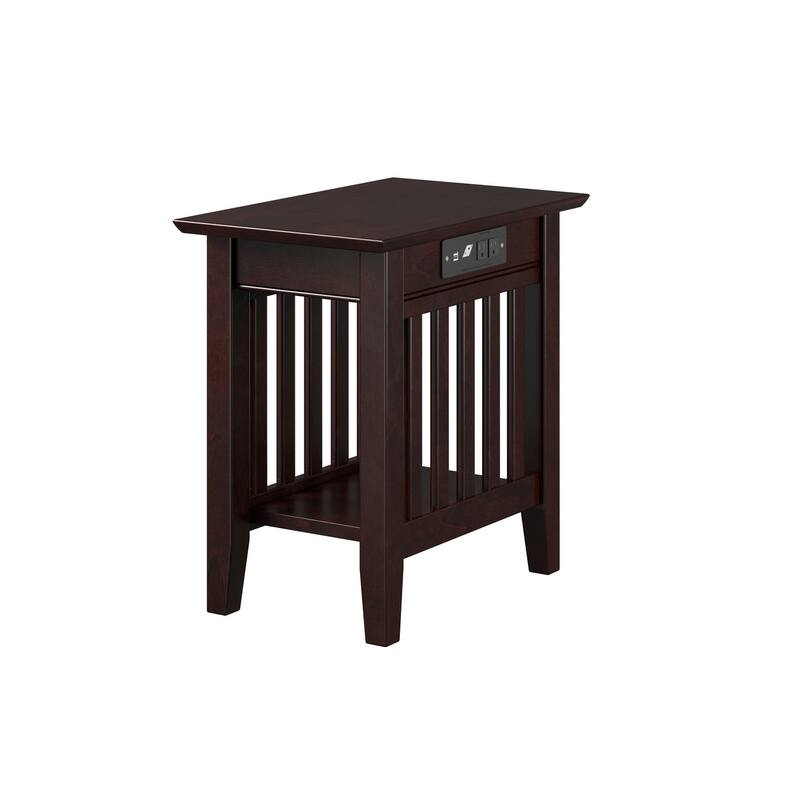 AFI Mission Chair Side Table Set of 2 with Built-in Charger