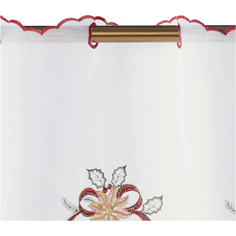 Violet Linen Seasonal Xmas Christmas Holiday Berry Pattern, Embroidered, 60" x 15", Straight, Grommet Curtain Valance