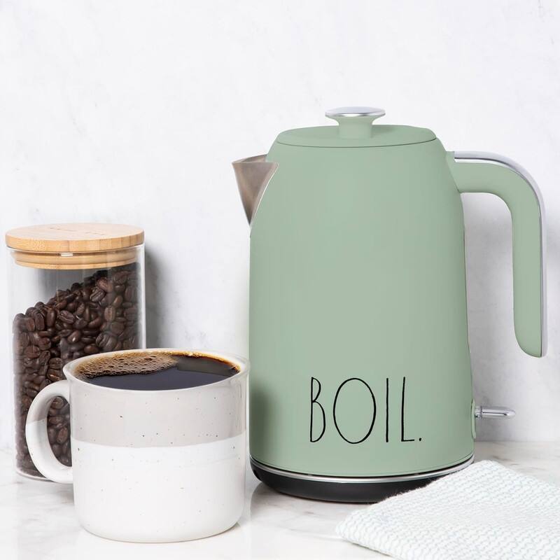 Rae Dunn Electric Hot Water Kettle - Stainless Steel, Swivel Base-Dry Protection, Easy Pour Pitcher, 1.7 Liters