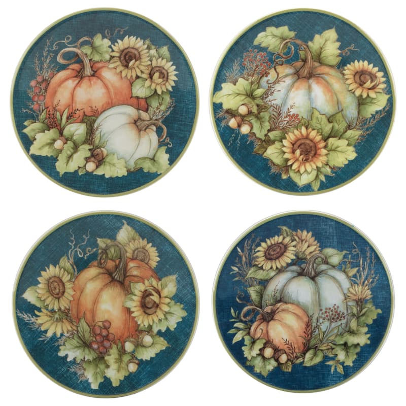 Certified International Autumn Breeze 6" Canape/Luncheon/Dessert Plates, Set of 4 - 6" x 6" x .75"