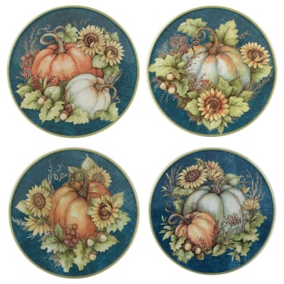 Certified International Autumn Breeze 6" Canape/Luncheon/Dessert Plates, Set of 4 - 6" x 6" x .75"