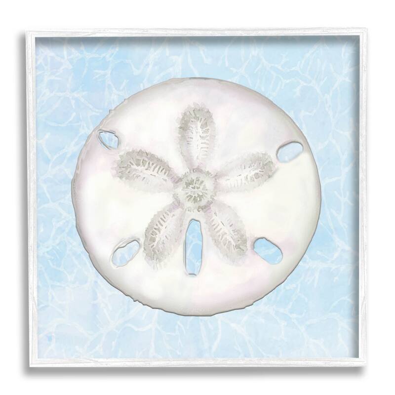 Stupell Sand Dollar Aquatic Waves Pattern Framed Giclee Art by Diannart - 17 x 17 - White