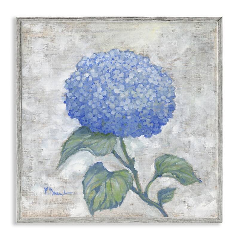 Stupell Round Blue Country Hydrangea Framed Giclee Art Design By Paul Brent - 24 x 24 - Grey