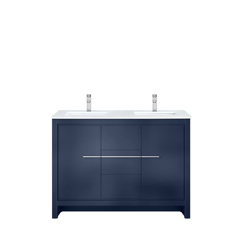 Lafarre Bath Vanity Quartz Top, Sink and Chrome Faucet - 48 inch - Navy Blue