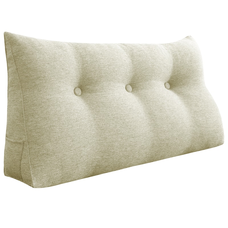 WOWMAX Bed Wedge Pillow Bolster Large Backrest Support Off White Full Size - Accent - 39"x20"x8" - Polyester - Ivory - Single