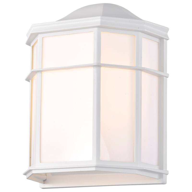LED Cage Lantern Fixture White Finish with White Linen Acrylic
