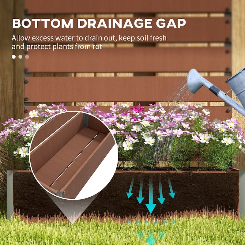 Outsunny Raised Garden Bed with Trellis for Climbing Plants, Planter Box with Self Draining Gap, Freestanding Trellis Planter