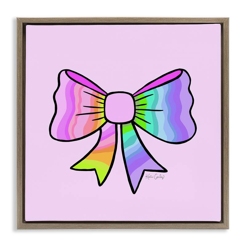 Stupell Pastel Rainbow Ombre Ribbon Framed Floater Canvas Wall Art Design By Katie Conley - 25 x 25 - Brown