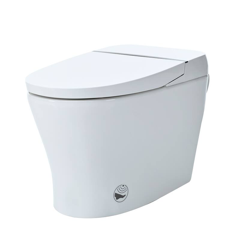 Merax Heated Seat Smart Toilet with Adjustable Temp Heated Seat, Foot sensor Flush - White